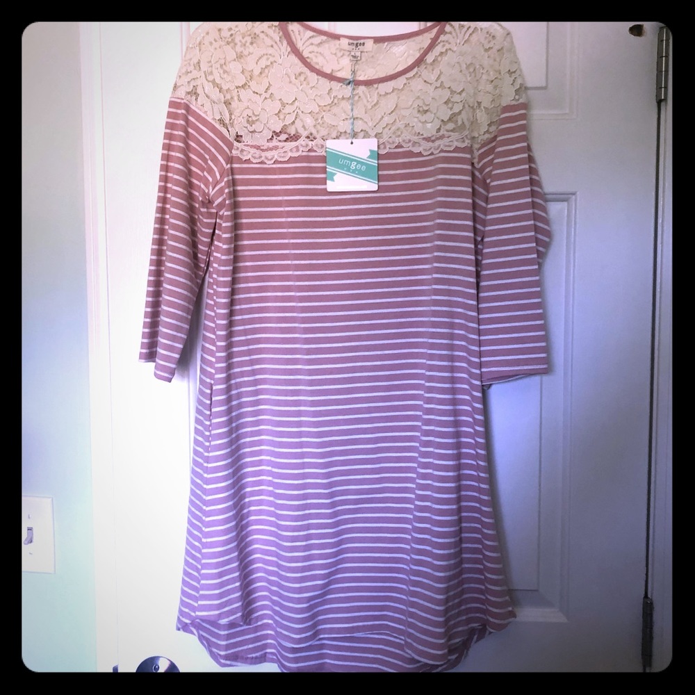 NWT Lace and striped dress, Umgee Sz Large